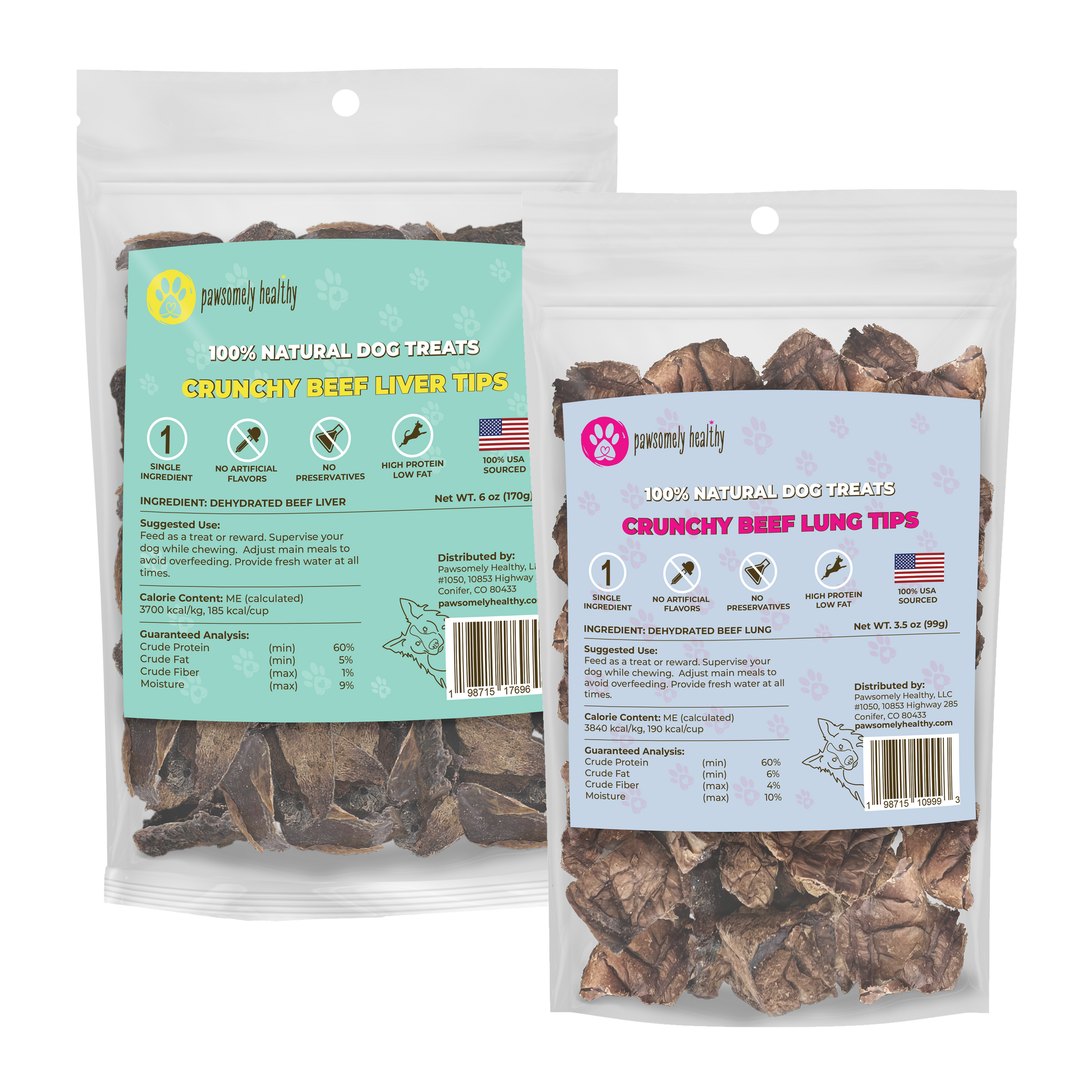 bags of liver and lung dog treats