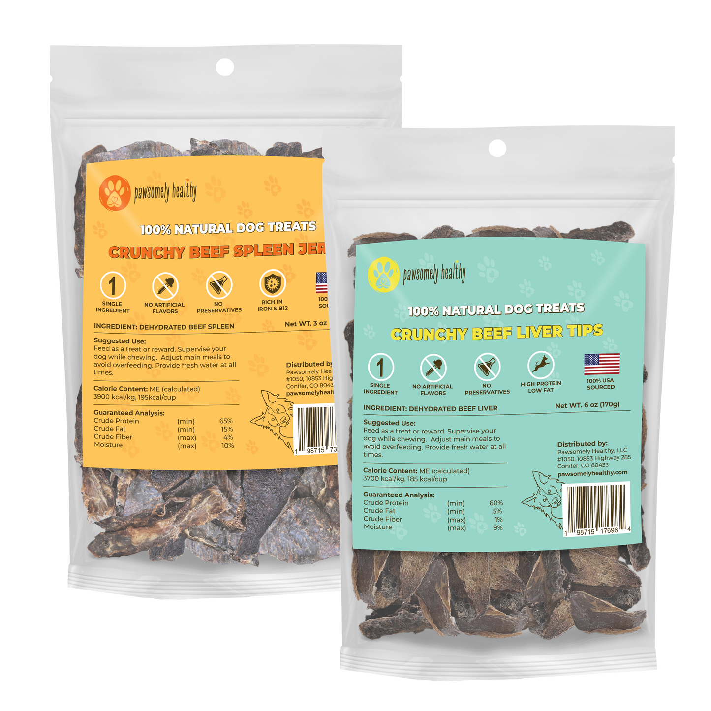 bags of spleen and liver dog treats