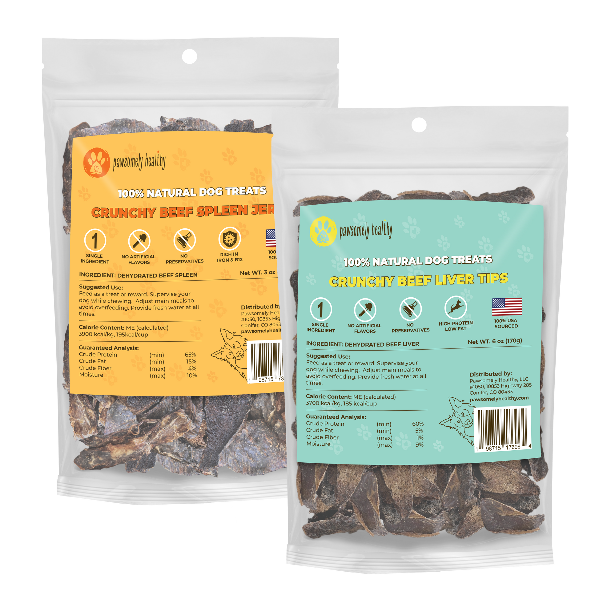bags of spleen and liver dog treats