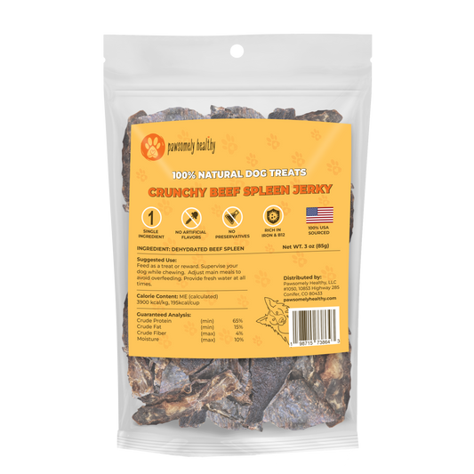 bag of crunchy beef spleen jerky treats