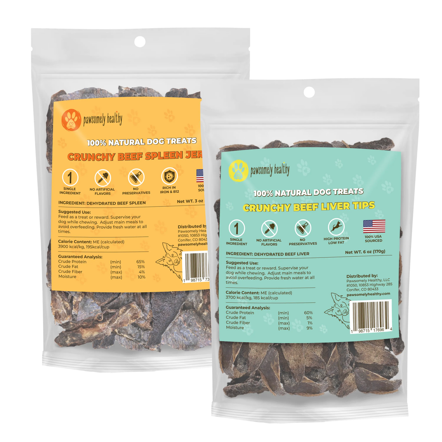 bags of spleen and liver dog treats