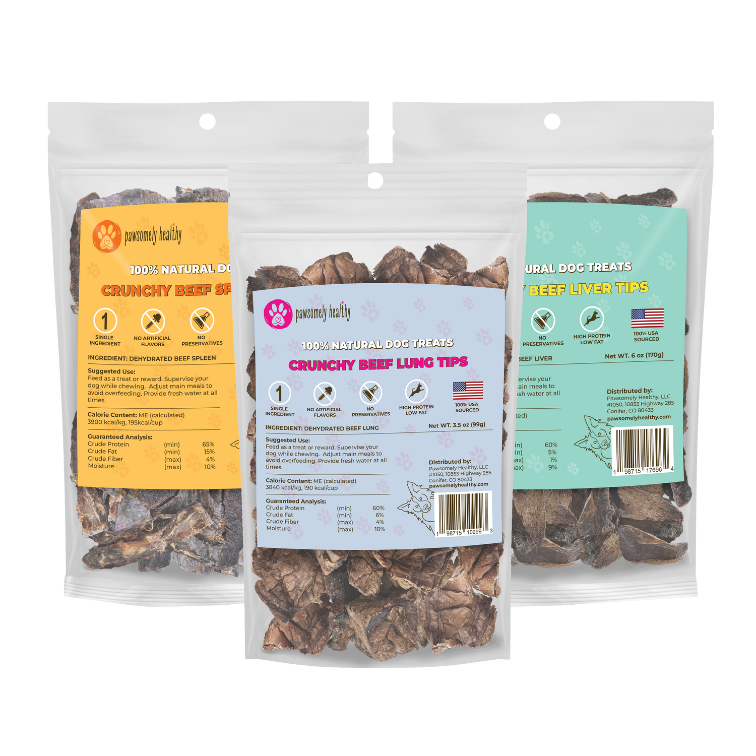 Single-Ingredient Dog Treats Made from Air-Dried Beef Organs