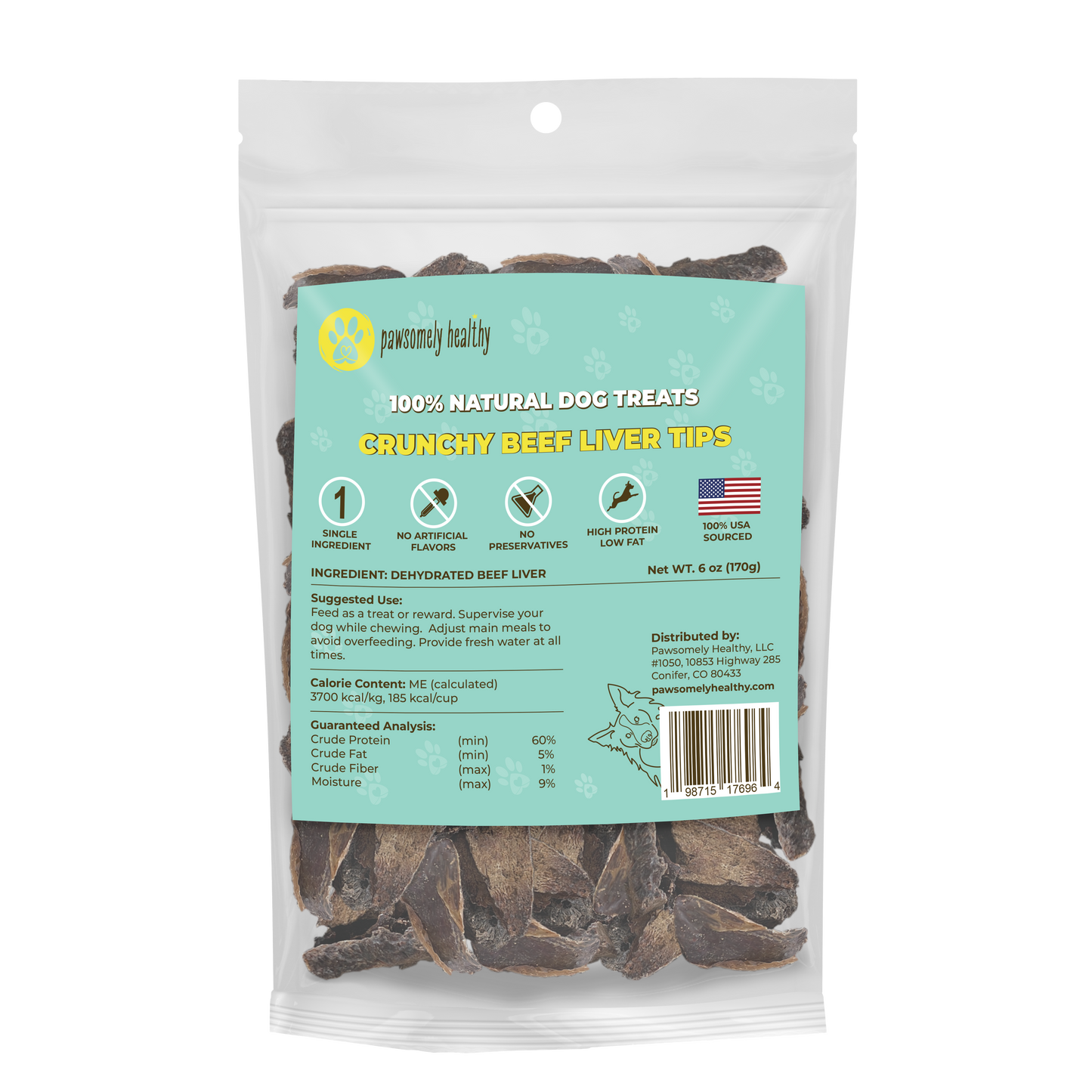 Bag of beef liver treats for dogs