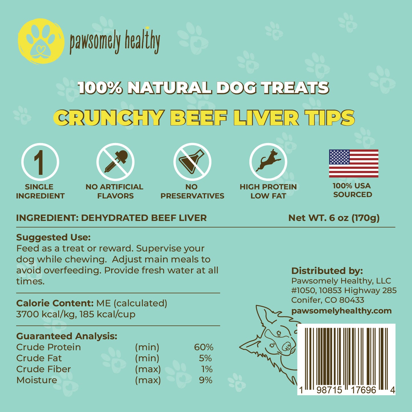 Single Ingredient Natural Dog Treats Crunchy Beef Liver Tips