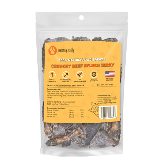 bag of crunchy beef spleen jerky treats