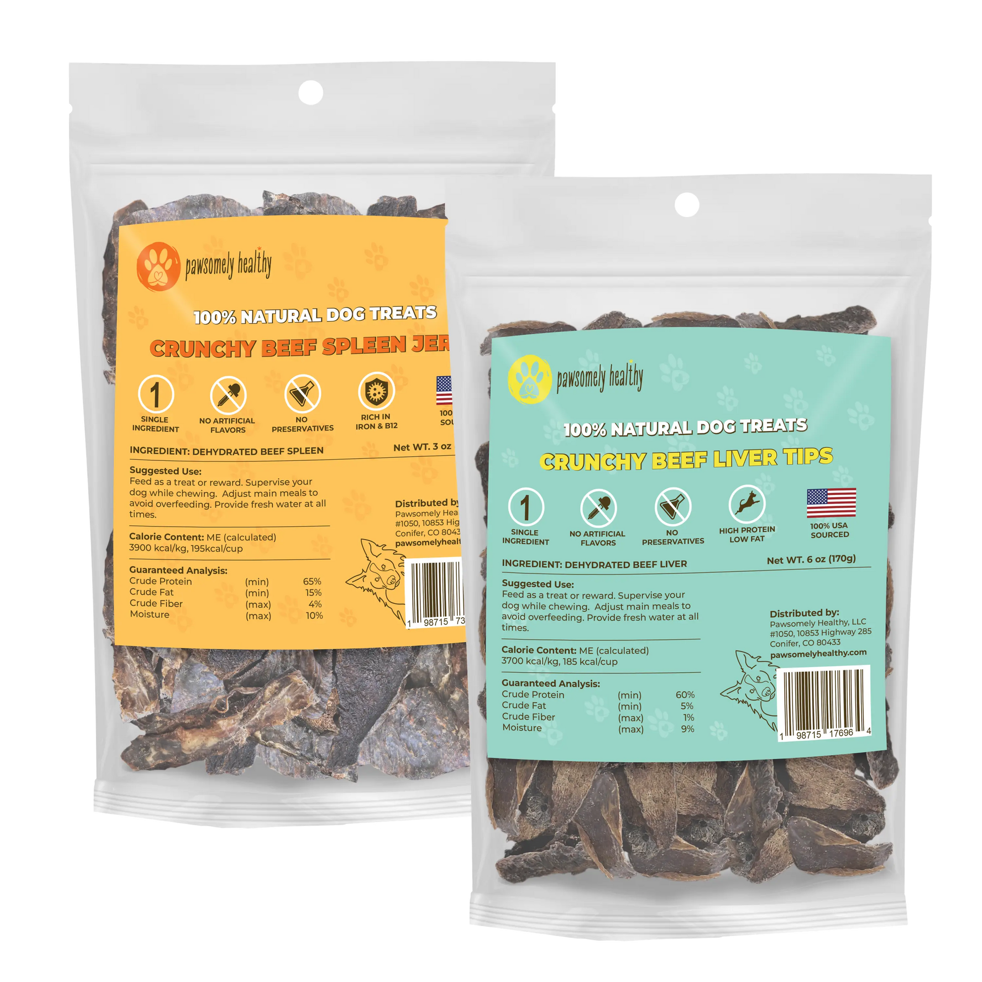 bags of spleen and liver dog treats