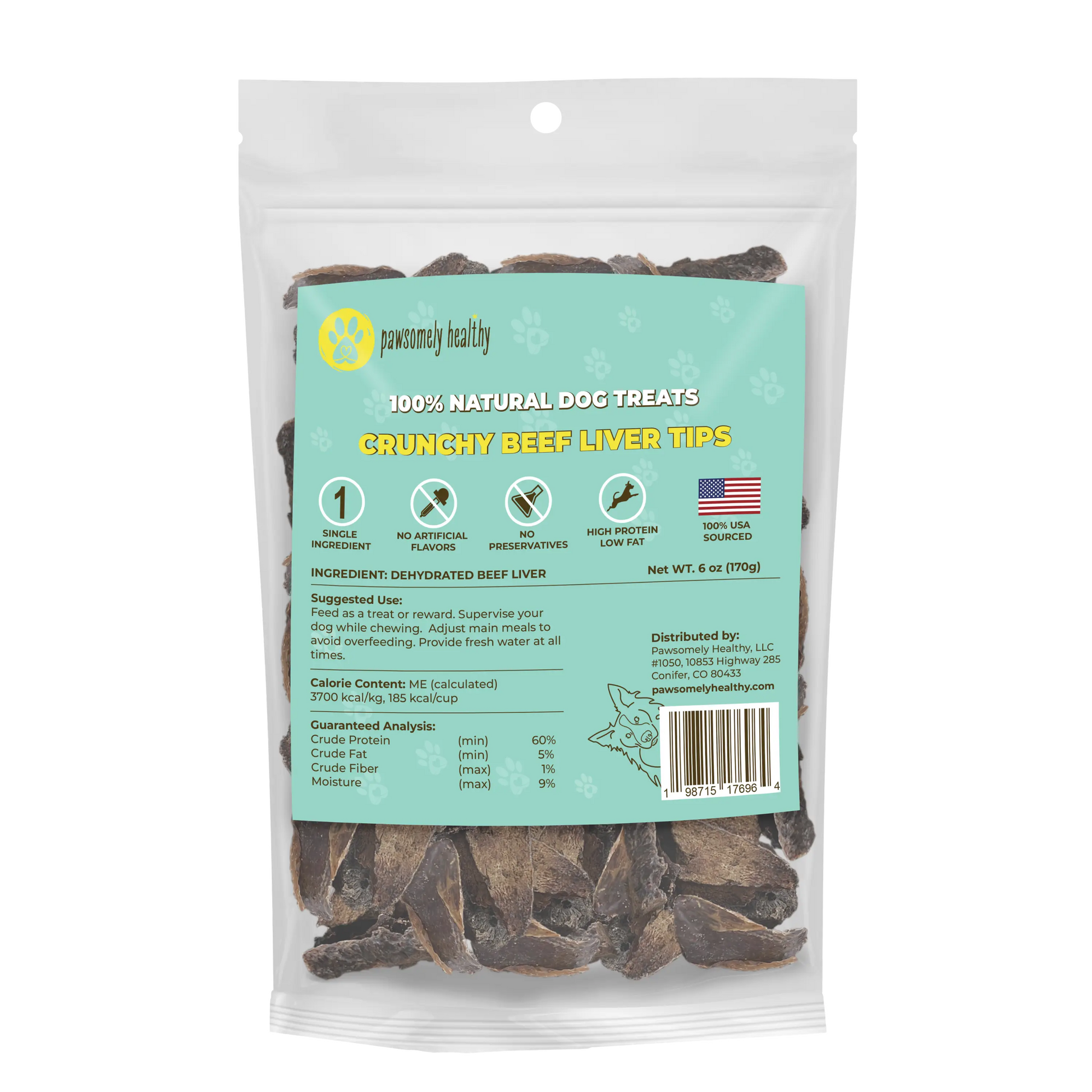 Bag of beef liver treats for dogs